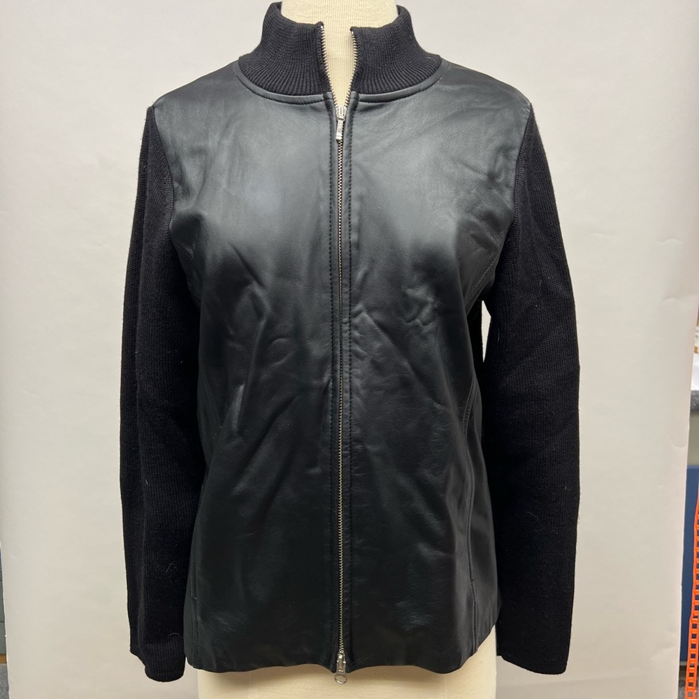 Vintage Pendleton leather and wool zip up jacket black medium